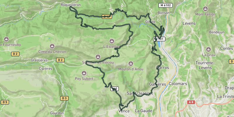Roquestéron loop route preview