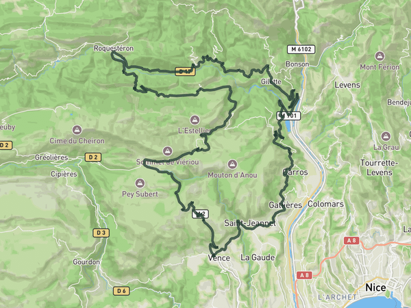 Roquestéron loop route map