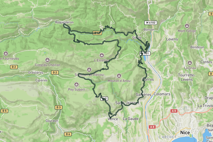 cycling map for Roquestéron loop