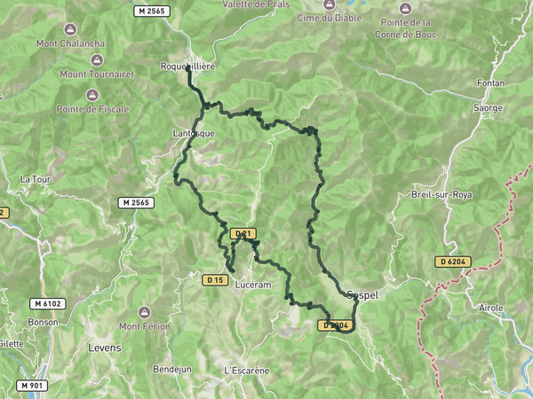 Sospel loop from Roquebillière route map