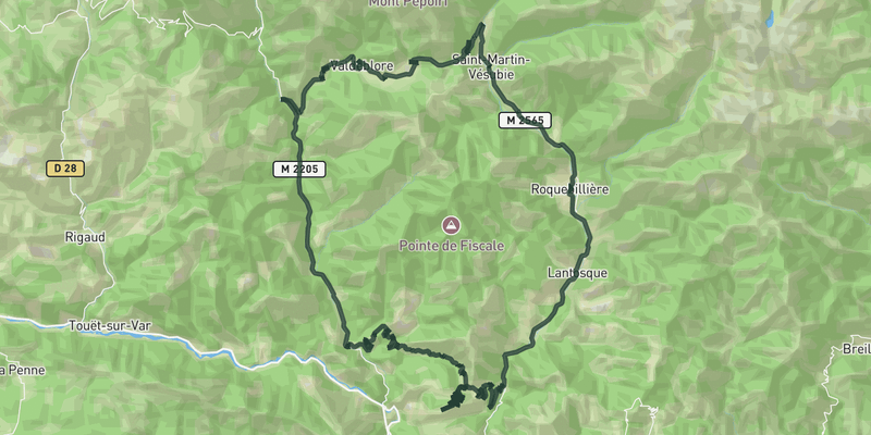 Two Valleys loop from Roquebillière route preview