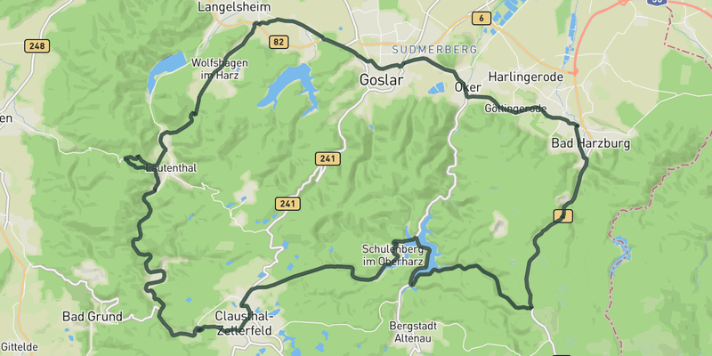 Around Clausthal-Zellerfeld road cycling route map
