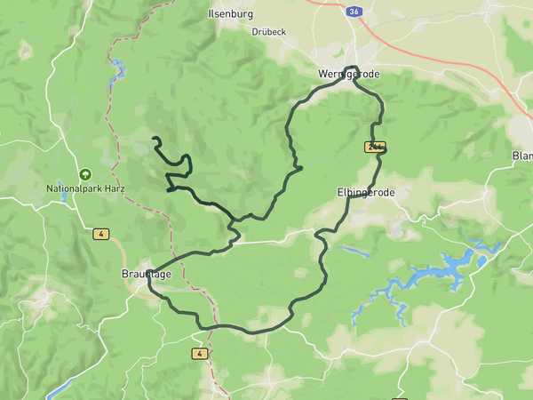 Brocken Loop from Wernigerode route map