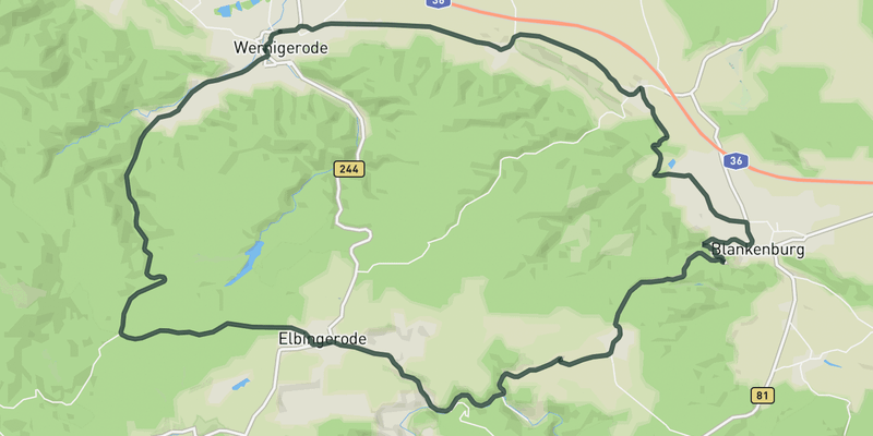 Elbingerode loop road cycling route map