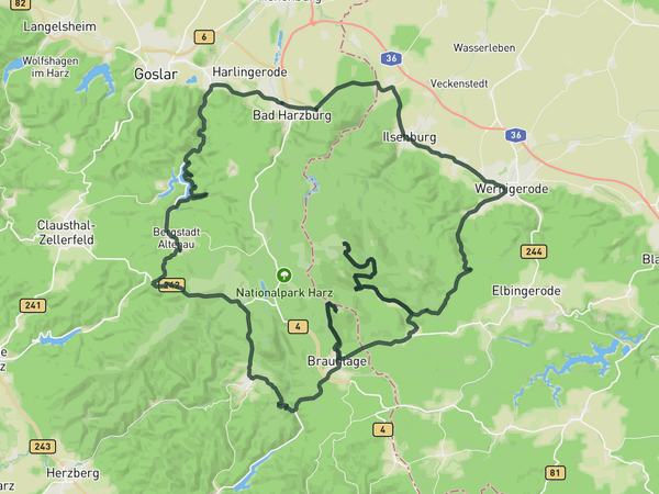 From Wernigerode to the Wurmberg & Brocken route map