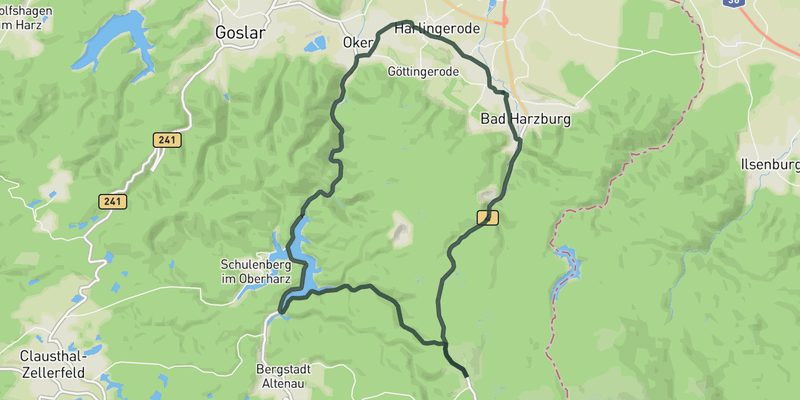 From the Okertalsperre to the Torfhaus road cycling route map