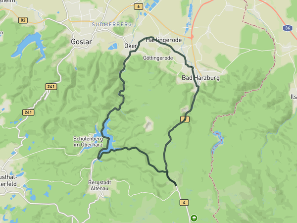 From the Okertalsperre to the Torfhaus route map