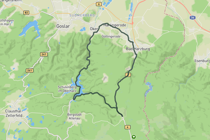 road cycling route map for From the Okertalsperre to the Torfhaus