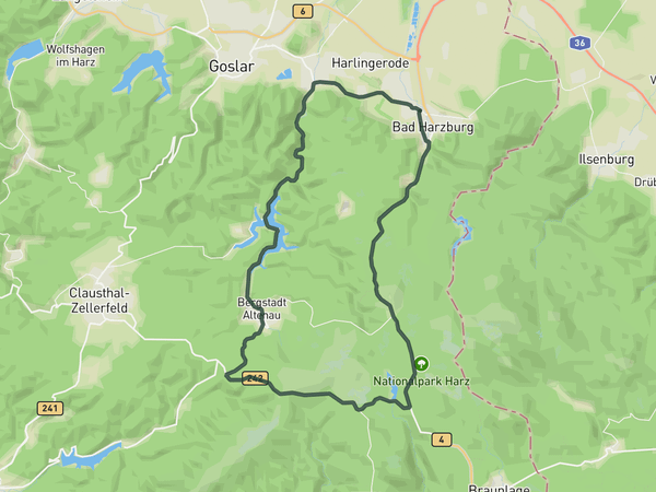 Harzhochstraße Loop route map