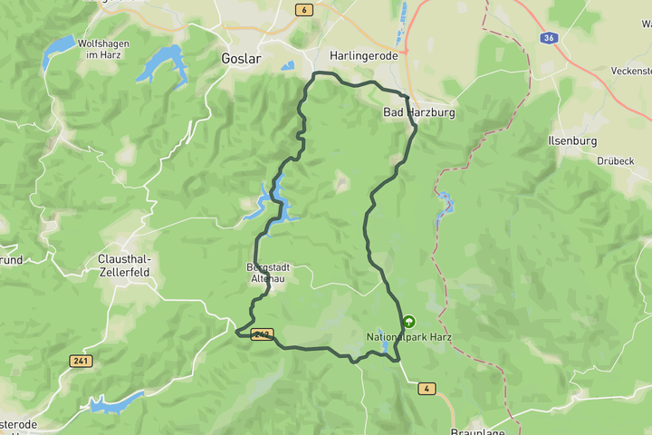 road cycling route map for Harzhochstraße Loop