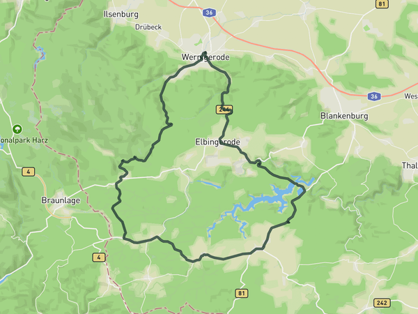Rappbode Dam loop route map