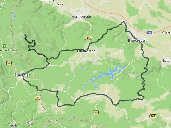 Ride from Braunlage to the Brocken route map