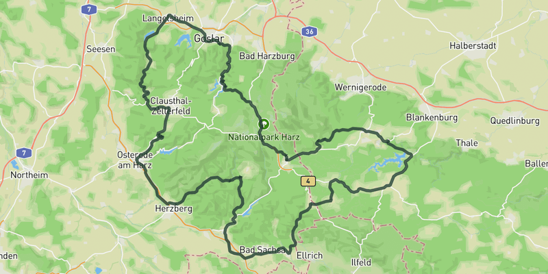 The Big Harz Loop road cycling route map