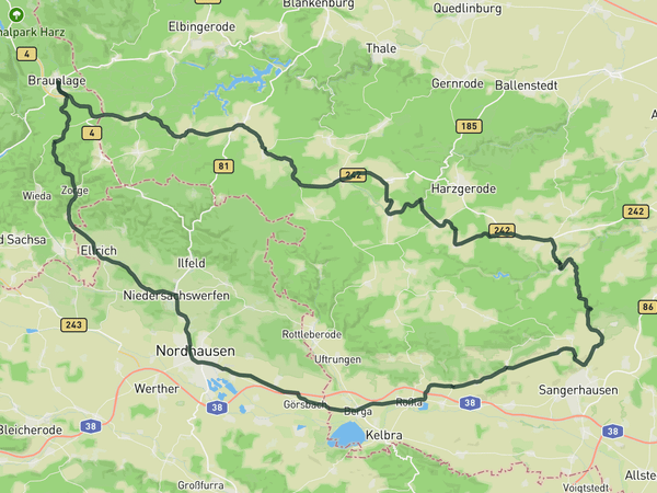 The karst landscape of the Southern Harz route map