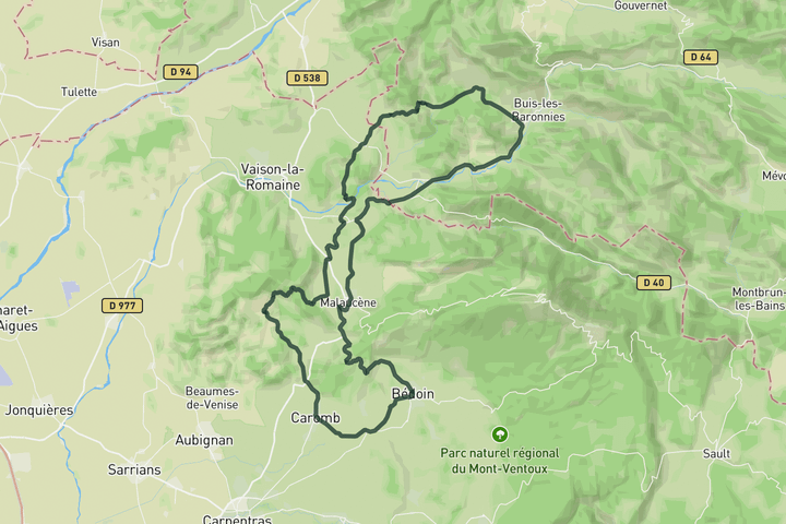 road cycling route map for Bèdoin towards Propiac