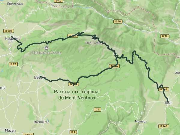 Cinglés du Ventoux from Bèdoin route map