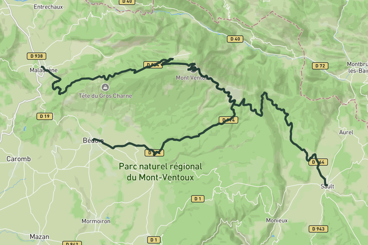Cinglés du Ventoux from Bèdoin route map