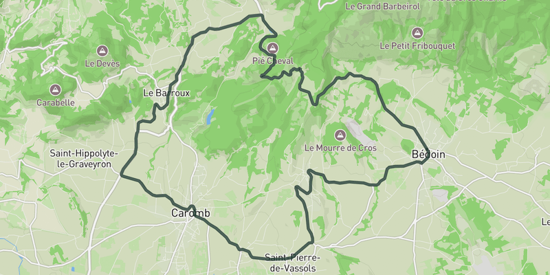 Col de la Madeleine short loop from Bèdoin road cycling route map