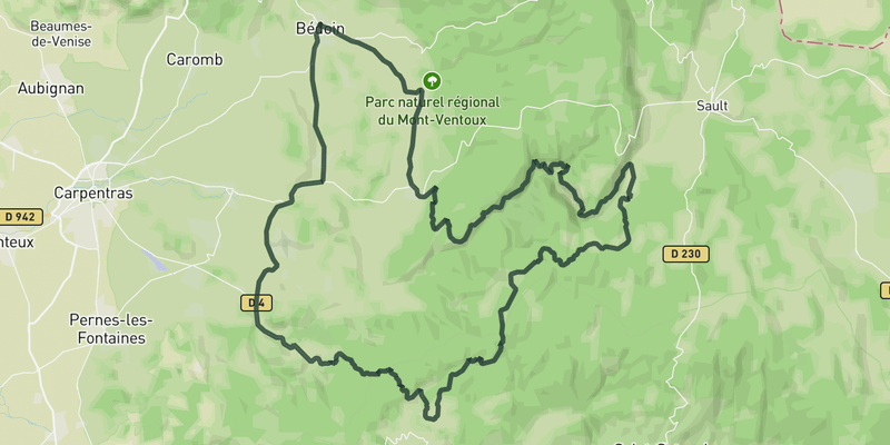 Cols de la Ligne, Murs and Gorges de la Nesque road cycling route map