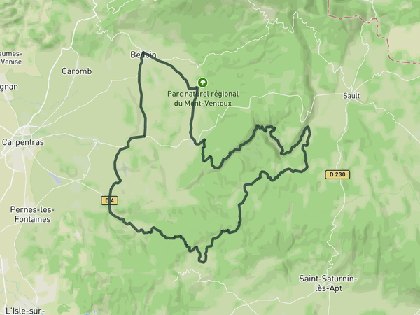 Cols de la Ligne, Murs and Gorges de la Nesque route map