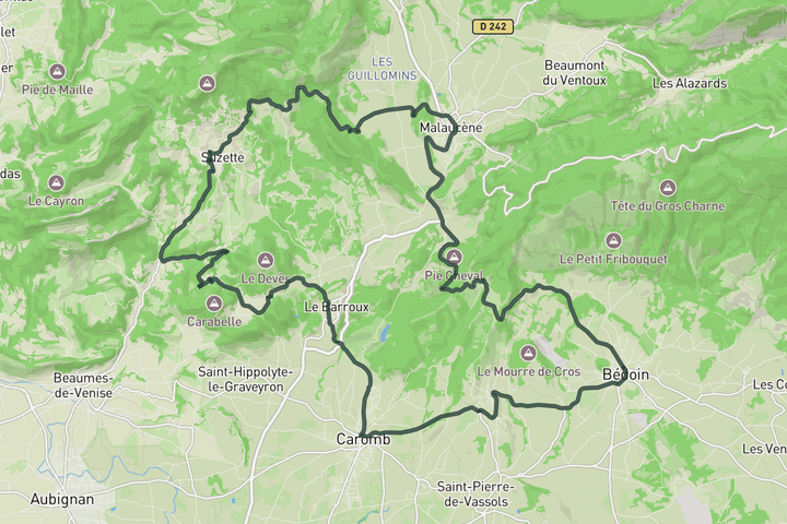 road cycling route map for Scenic Coffee loop