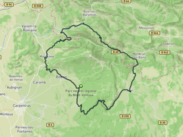 Tour du Ventoux and Gorges de la Nesque route map