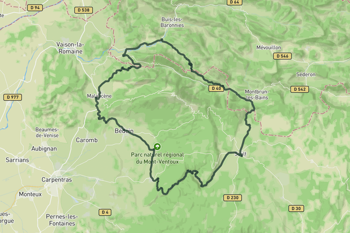 Tour du Ventoux and Gorges de la Nesque route map