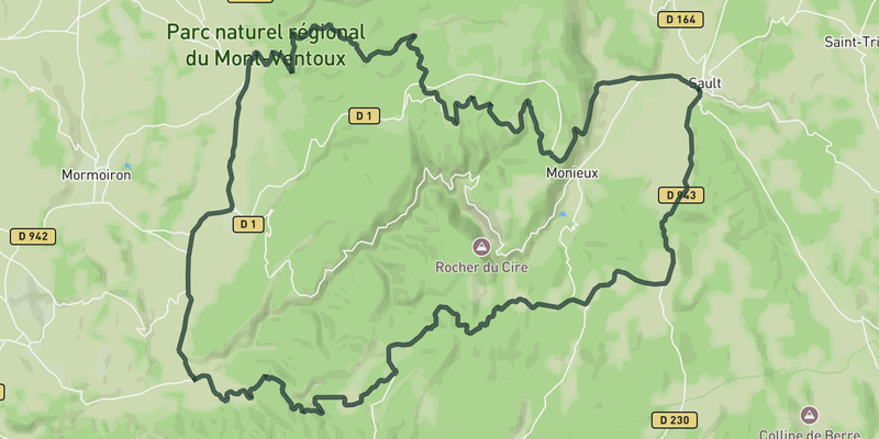 Vineyards and lavender fields of the Provence road cycling route map