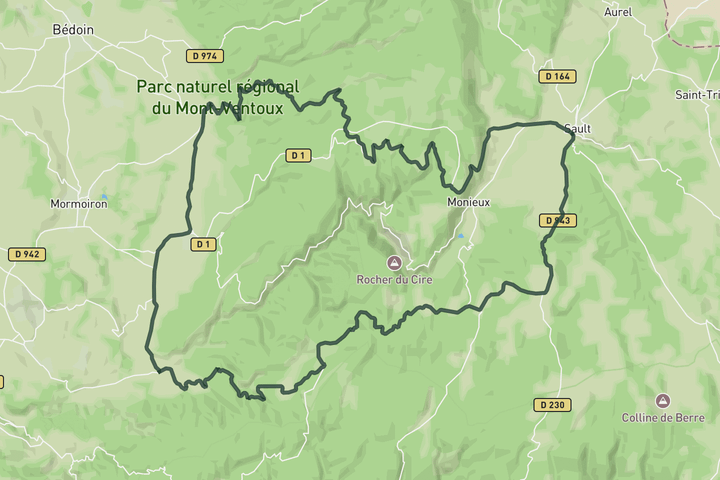road cycling route map for Vineyards and lavender fields of the Provence