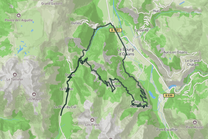 road cycling route map for A touch of Strade Bianche in the Écrins National Park