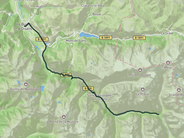 Along the river: La Bérarde route map