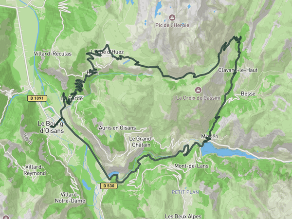 Alpe d'Huez Classic route map