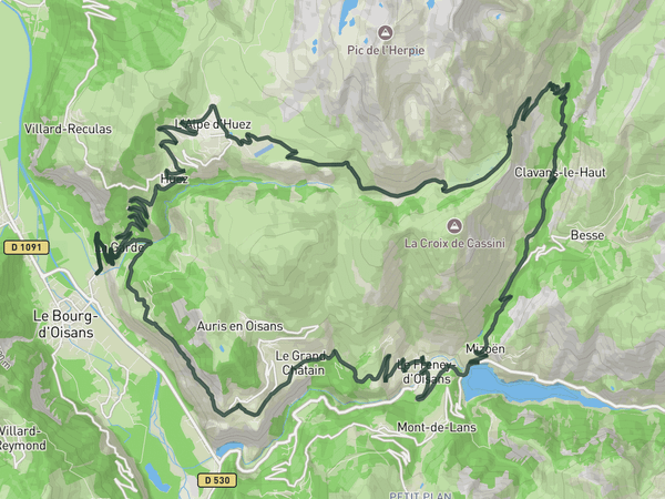 Alpe d'Huez & Route de la Roche route map