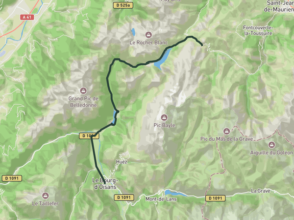 Col de la Croix de Fer from Le Bourg-d'Oisans route map