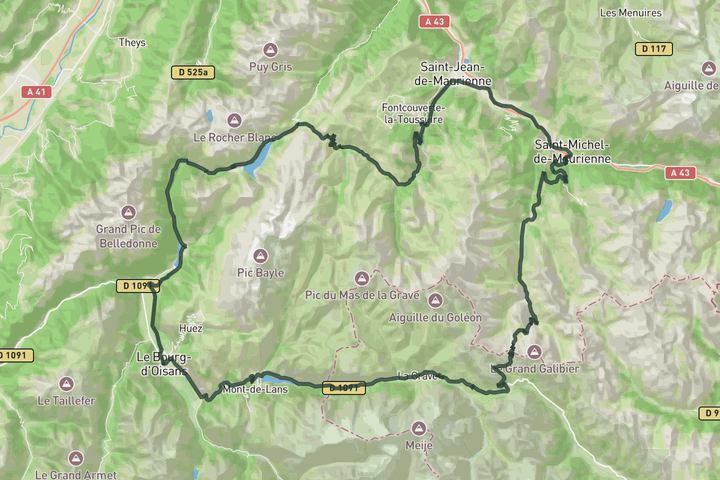 road cycling route map for High mountain adventure