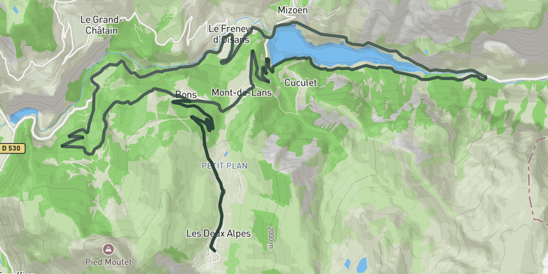 Loop around Lac du Chambon road cycling route map