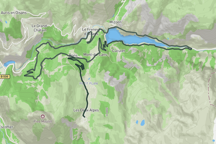 road cycling route map for Loop around Lac du Chambon