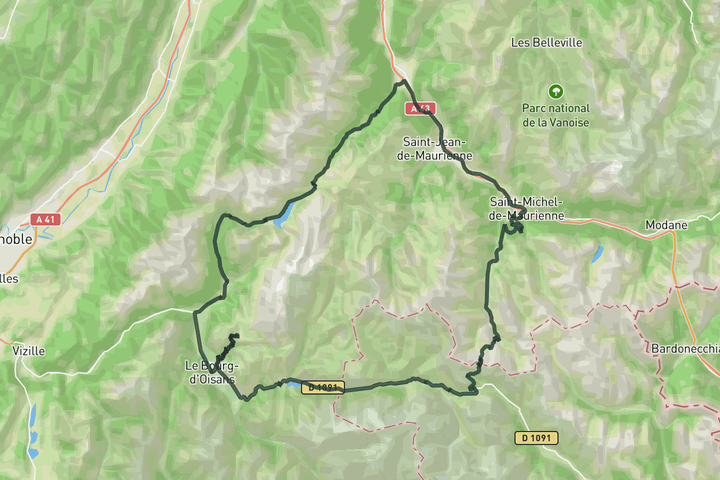 road cycling route map for Marmotte Granfondo