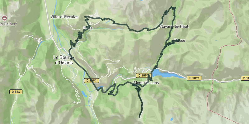 The majestic Sarenne road cycling route map