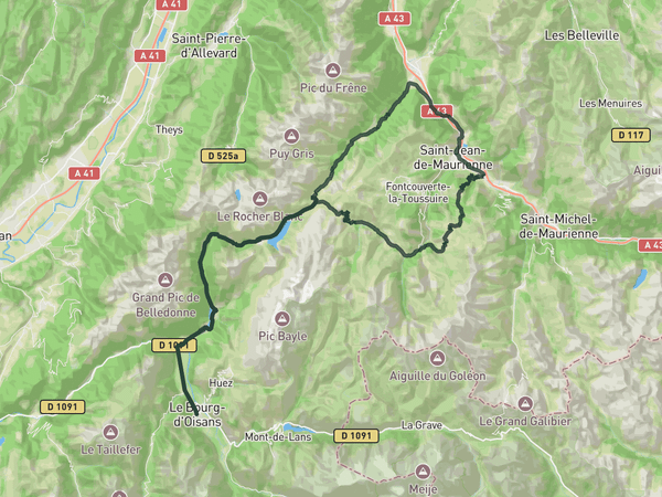 Two sides of Col de la Croix de Fer route map