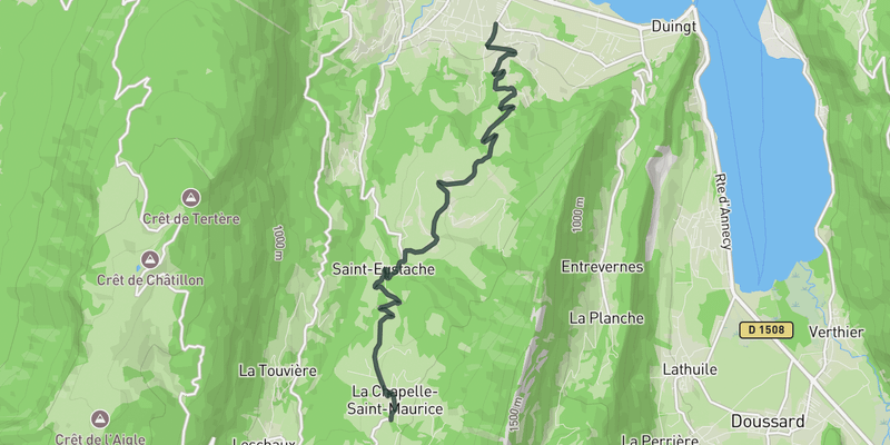 Col de Leschaux from Saint-Jorioz elevation profile