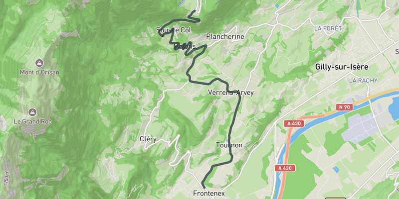 Col de Tamié from Frontenex elevation profile