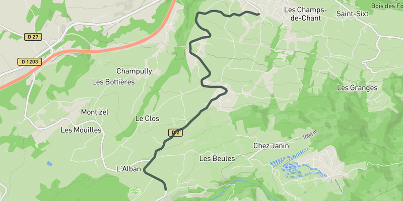 Col des Fleuries from La Roche-sur-Foron elevation profile