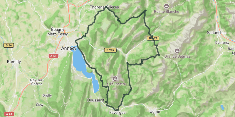 Aravis - Bornes Big Loop road cycling route map