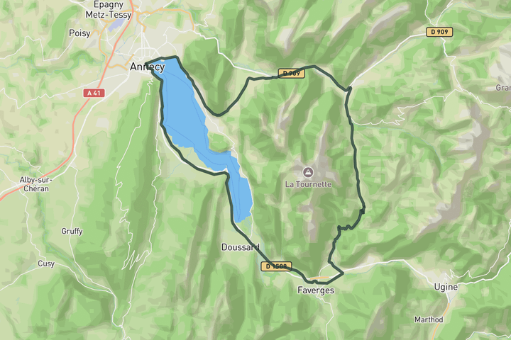 Around the Lake and over Col du Marais route map
