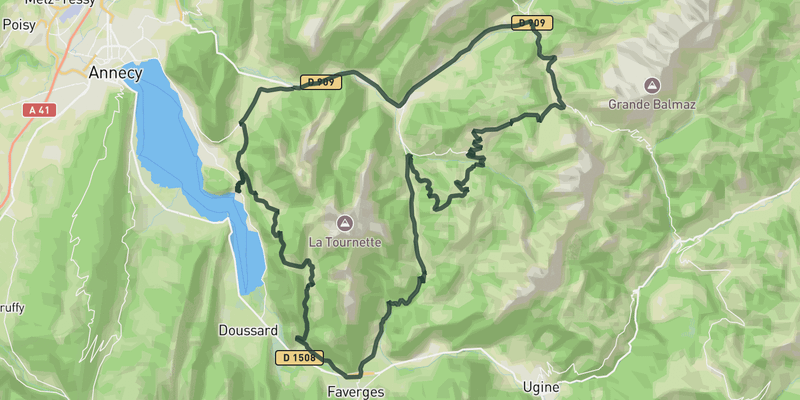 Col de la Forclaz, Plan Bois and Col de la Croix-Fry road cycling route map