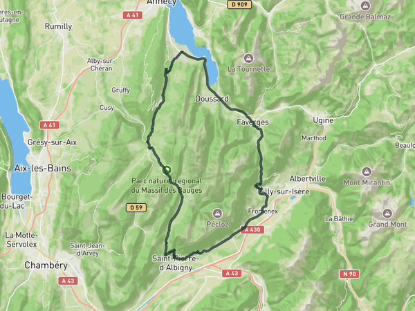 Cols de Leschaux, Frêne and Tamié from Saint-Jorioz route map