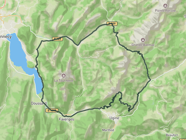 Cols de l'Arpettaz and Aravis route map