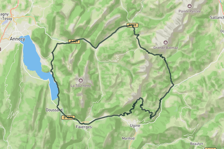 Cols de l'Arpettaz and Aravis route map