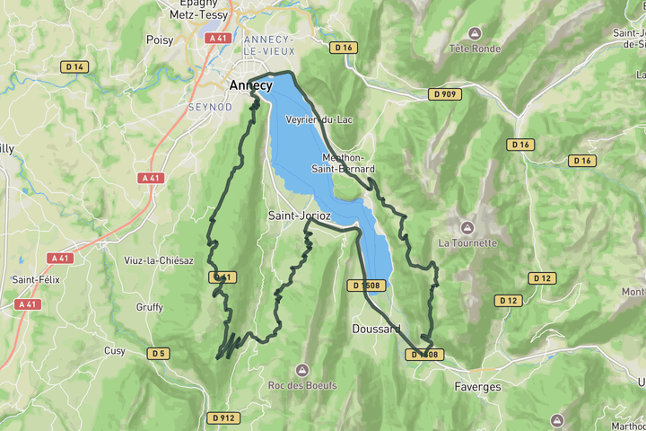 Cols du Semnoz and la Forclaz route map